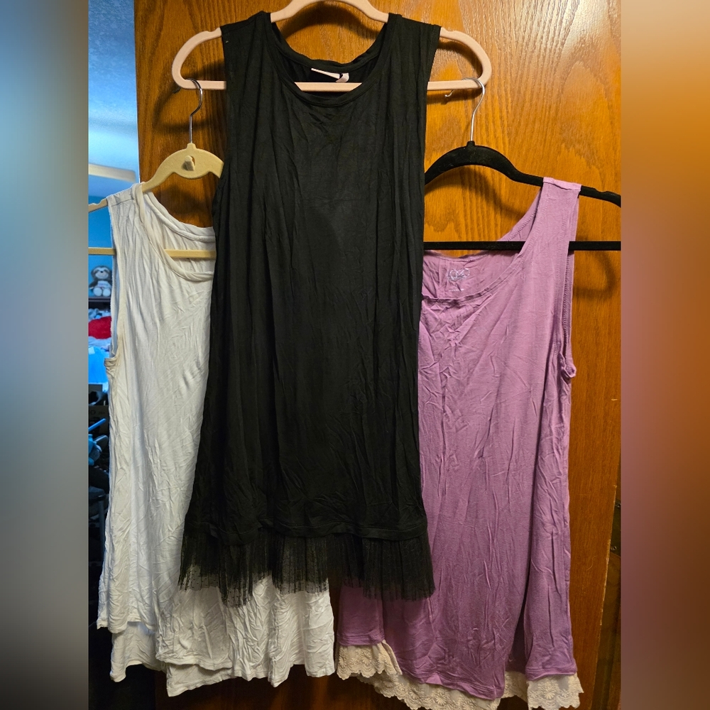 Set of 3 LOGO tanks -- black, cream and mauve